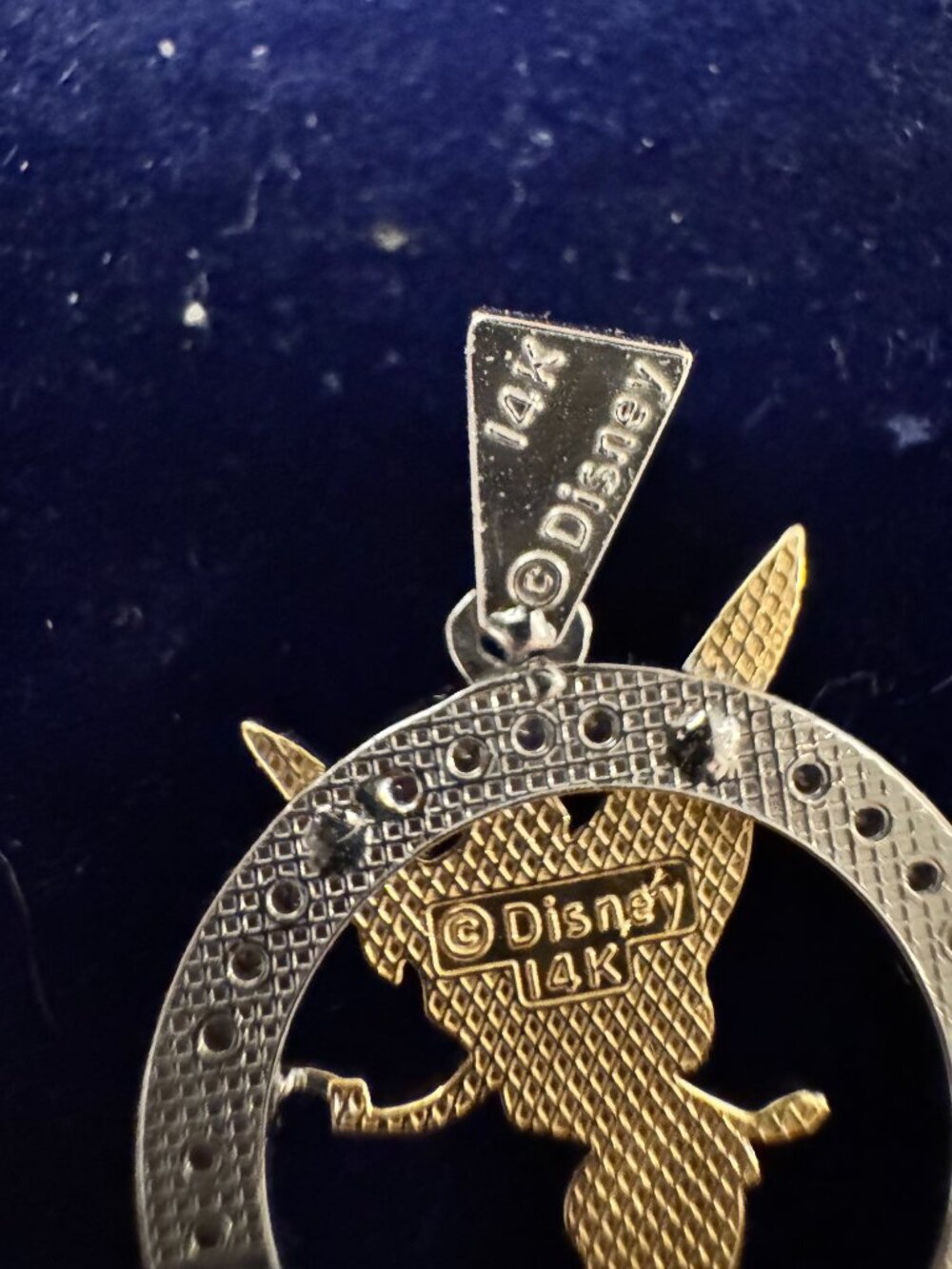 Authentic Disney 14K Gold Tinker Bell Two-Tone Silhouette Pendant - Picture 3 of 4